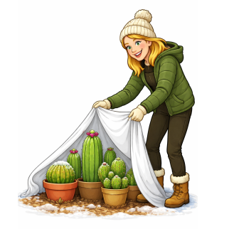 Vacation plant sitter protecting plants during seasonal changes